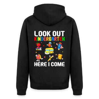 Kindergärtner Lehrer Regenbogenfarben - Unisex Premium Bio Zip Hoodie - Schwarz - Hinten - Nico (187cm)