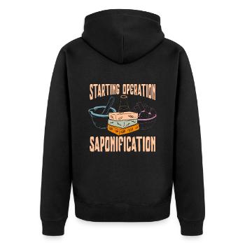 Soapmaking Starting Operation Homemade Soap Crafts - Unisex Premium Organic Zip Hoodie - black - Back - Nico (187cm)