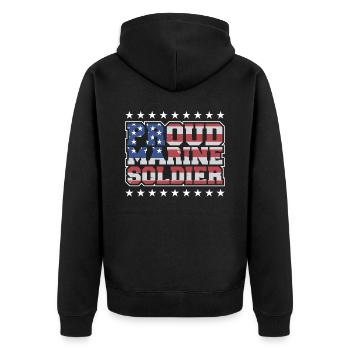Amerikaner Stolzer Marine Soldier Military Veteran - Unisex Premium Bio Zip Hoodie - Schwarz - Hinten - Nico (187cm)