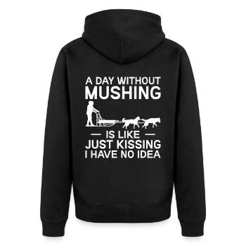 Alaska Mushing Hundeschlittenfahrer Huskies - Unisex Premium Bio Zip Hoodie - Schwarz - Hinten - Nico (187cm)