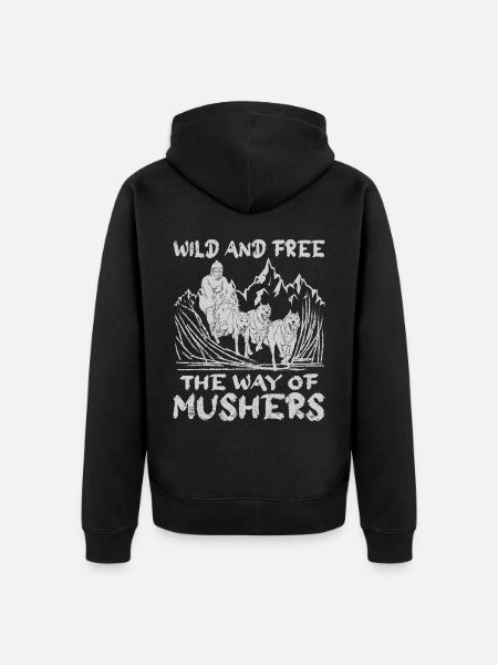 Alaska Mushing Hundeschlittenfahrer Huskies - Unisex Premium Bio Zip Hoodie - Schwarz