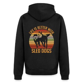 Alaska Mushing Hundeschlittenfahrer Huskies - Unisex Premium Bio Zip Hoodie - Schwarz - Hinten - Nico (187cm)