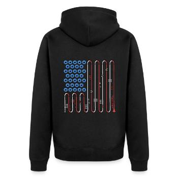 Trumpete USA Flagge Musik Big Band 4th Of July - Unisex Premium Bio Zip Hoodie - Schwarz - Hinten - Nico (187cm)