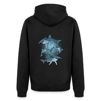 Hammerhai Geschenk Kind Unterwasser Hai Hammerhai - Unisex Premium Bio Zip Hoodie - Schwarz - Hinten - Nico (187cm)
