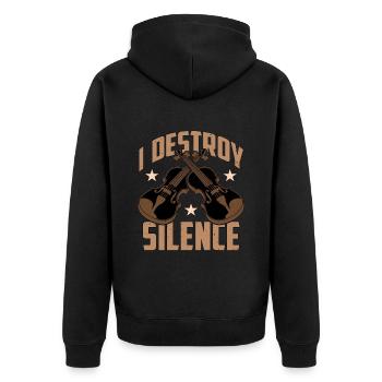 Violin I Destroy Silence Classical Music Violinist - Unisex Premium Organic Zip Hoodie - black - Back - Nico (187cm)