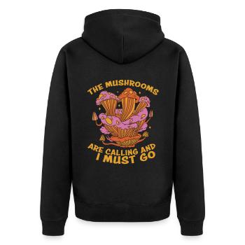 Mushrooms Unique Fungi Design for Mushroom Lovers - Unisex Premium Bio Zip Hoodie - Schwarz - Hinten - Nico (187cm)