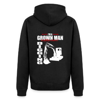 operator and heavy machinery operator - Unisex Premium Organic Zip Hoodie - black - Back - Nico (187cm)