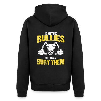 Baggerführer für Bagger und Sandbagger - Unisex Premium Bio Zip Hoodie - Schwarz - Hinten - Nico (187cm)
