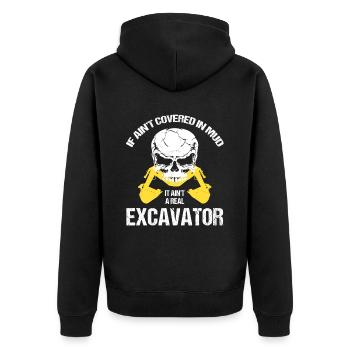 Baggerführer für Bagger und Sandbagger - Unisex Premium Bio Zip Hoodie - Schwarz - Hinten - Nico (187cm)