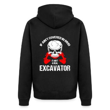 Bagger Design für Baggerfahrer - Unisex Premium Bio Zip Hoodie - Schwarz - Hinten - Nico (187cm)