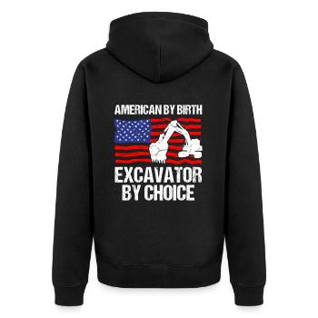 operator and heavy machinery operator - Unisex Premium Organic Zip Hoodie - black - Back - Nico (187cm)