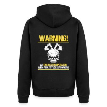 Baggerführer für Bagger und Sandbagger - Unisex Premium Bio Zip Hoodie - Schwarz - Hinten - Nico (187cm)