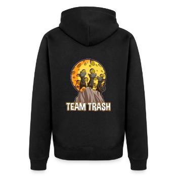 Opossum Design für Possum Fans und Opossum Fans - Unisex Premium Bio Zip Hoodie - Schwarz - Hinten - Nico (187cm)