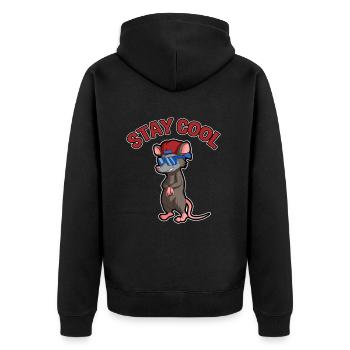 Opossum Design für Possum Fans und Opossum Fans - Unisex Premium Bio Zip Hoodie - Schwarz - Hinten - Nico (187cm)