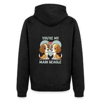 You're My Main Beagle Valentine's Day - Unisex Premium Organic Zip Hoodie - black - Back - Nico (187cm)