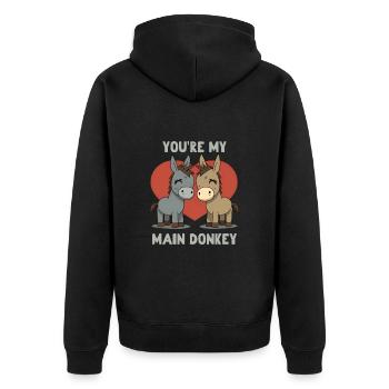 You're my main Donkey Valeintine's Day - Unisex Premium Organic Zip Hoodie - black - Back - Nico (187cm)