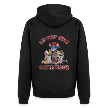 Opossum Spruch für Tierliebhaber und Possum - Unisex Premium Bio Zip Hoodie - Schwarz - Hinten - Nico (187cm)