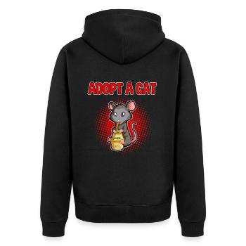 Opossum Design für Possum Fans und Opossum Fans - Unisex Premium Bio Zip Hoodie - Schwarz - Hinten - Nico (187cm)