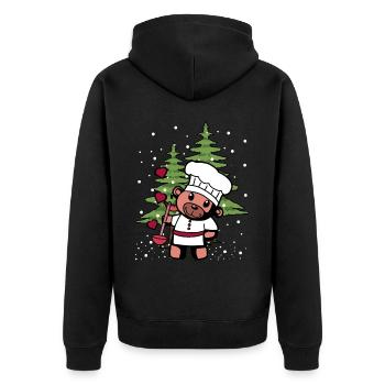 Hobbykoch Weihnachten Christmas Koch Teddy - Unisex Premium Bio Zip Hoodie - Schwarz - Hinten - Nico (187cm)