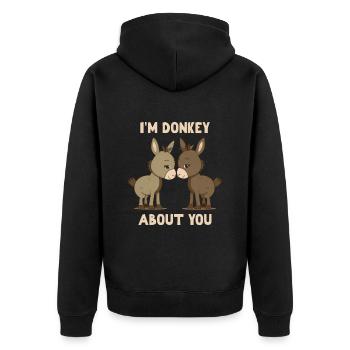I'm Donkey About You Valeintine's Day - Unisex Premium Organic Zip Hoodie - black - Back - Nico (187cm)