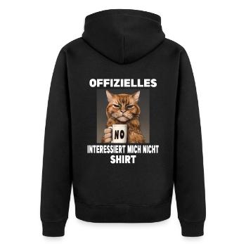 Mürrische Lustige Katze Interessiert mich nicht - Unisex Premium Bio Zip Hoodie - Schwarz - Hinten - Nico (187cm)