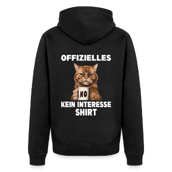 Mürrische Lustige Katze offizielles kein Interesse - Unisex Premium Bio Zip Hoodie - Schwarz - Hinten - Nico (187cm)