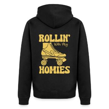 Roller Skating - Rollin With My Homies - Unisex Premium Bio Zip Hoodie - Schwarz - Hinten - Nico (187cm)