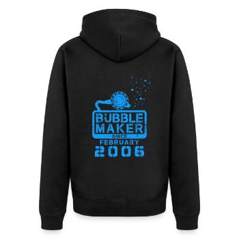 Taucher Geburtstag Bubblemaker seit Februar 2006 - Unisex Premium Bio Zip Hoodie - Schwarz - Hinten - Nico (187cm)