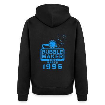 Taucher Geburtstag Bubblemaker seit März 1996 - Unisex Premium Bio Zip Hoodie - Schwarz - Hinten - Nico (187cm)