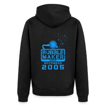 Taucher Geburtstag Bubblemaker seit November 2005 - Unisex Premium Bio Zip Hoodie - Schwarz - Hinten - Nico (187cm)