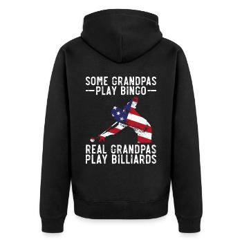 Billiards Pool Player Ball Grandpa - Unisex Premium Organic Zip Hoodie - black - Back - Nico (187cm)