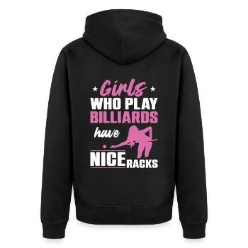 Billiards Pool Player Ball Girl - Unisex Premium Organic Zip Hoodie - black - Back - Nico (187cm)