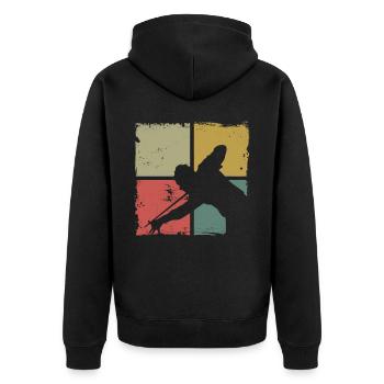 Billiards Pool Player Ball Retro - Unisex Premium Organic Zip Hoodie - black - Back - Nico (187cm)