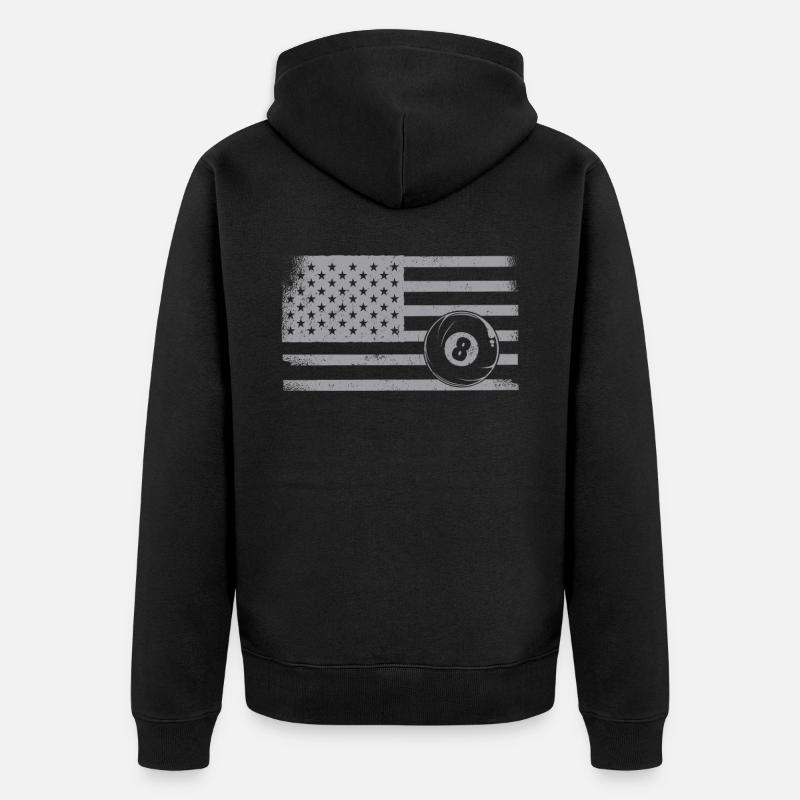Billiards Pool Player Ball - Unisex Premium Bio Zip Hoodie - Schwarz