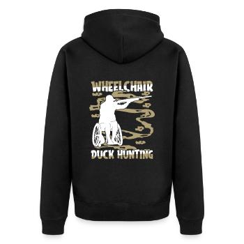 Ente Jagd Entenjagd Rollstuhl - Unisex Premium Bio Zip Hoodie - Schwarz - Hinten - Nico (187cm)