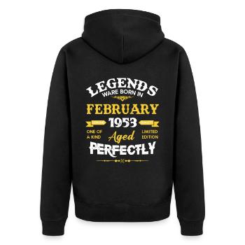 Vintage Aged To Perfection February 1953 - Unisex Premium Organic Zip Hoodie - black - Back - Nico (187cm)