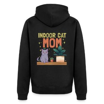Indoor-Katzenmutter - Unisex Premium Bio Zip Hoodie - Schwarz - Hinten - Nico (187cm)