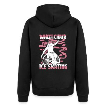 Schlittschuhlaufen Rollstuhl - Unisex Premium Bio Zip Hoodie - Schwarz - Hinten - Nico (187cm)
