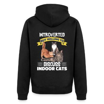 Lustige introvertierte Hauskatzen - Unisex Premium Bio Zip Hoodie - Schwarz - Hinten - Nico (187cm)
