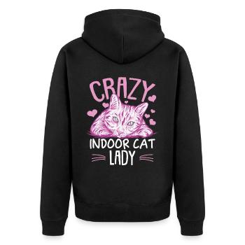 Indoor Katze Frauen Kitty Kitten Mama - Unisex Premium Bio Zip Hoodie - Schwarz - Hinten - Nico (187cm)