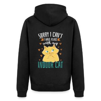 Ich habe Pläne mit meiner Hauskatze - Unisex Premium Bio Zip Hoodie - Schwarz - Hinten - Nico (187cm)
