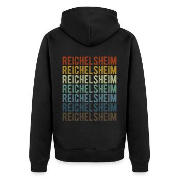 Reichelsheim Ville Rétro Vintage - Veste à capuche bio Premium Unisexe - noir - Dos - Nico (187cm)