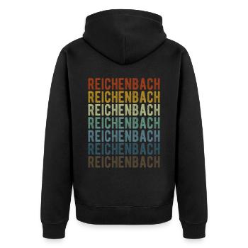Reichenbach Stadt Retro Vintage - Unisex Premium Bio Zip Hoodie - Schwarz - Hinten - Nico (187cm)