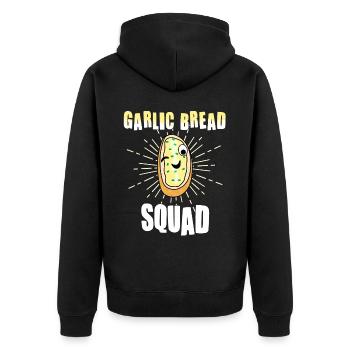 Funny garlic bread design - Unisex Premium Organic Zip Hoodie - black - Back - Nico (187cm)