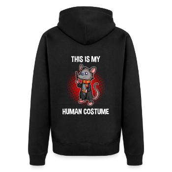 Opossum Design für Possum Fans und Opossum Fans - Unisex Premium Bio Zip Hoodie - Schwarz - Hinten - Nico (187cm)
