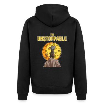Opossum Design für Possum Fans und Opossum Fans - Unisex Premium Bio Zip Hoodie - Schwarz - Hinten - Nico (187cm)