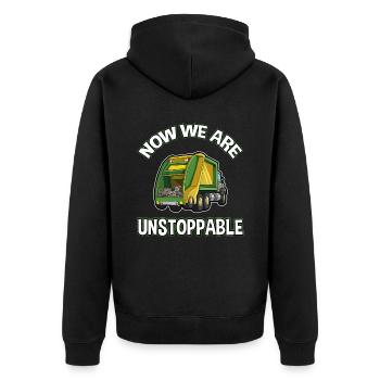 Opossum Design für Possum Fans und Opossum Fans - Unisex Premium Bio Zip Hoodie - Schwarz - Hinten - Nico (187cm)