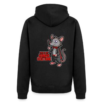 Opossum Design für Possum Fans und Opossum Fans - Unisex Premium Bio Zip Hoodie - Schwarz - Hinten - Nico (187cm)