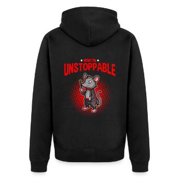 Opossum Design für Possum Fans und Opossum Fans - Unisex Premium Bio Zip Hoodie - Schwarz - Hinten - Nico (187cm)