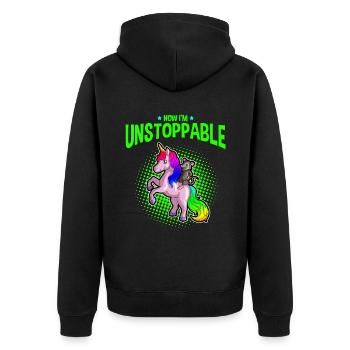 Opossum Spruch für Tierliebhaber und Possum - Unisex Premium Bio Zip Hoodie - Schwarz - Hinten - Nico (187cm)